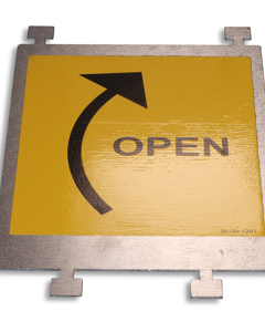 Hinweisschild OPEN m/Richtungspfeil lks/rts f/Tür Querab.